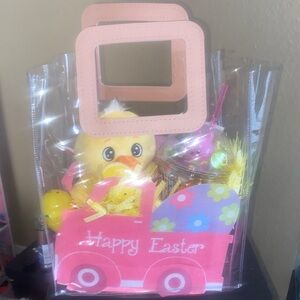Clear Easter Gift Bag with Pink Accents
